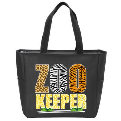 African Animals Zebra Giraffe Zookeeper Zoo Keeper Zip Tote Bag