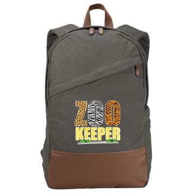 African Animals Zebra Giraffe Zookeeper Zoo Keeper Cotton Canvas Backpack