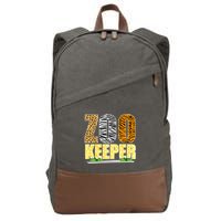 African Animals Zebra Giraffe Zookeeper Zoo Keeper Cotton Canvas Backpack