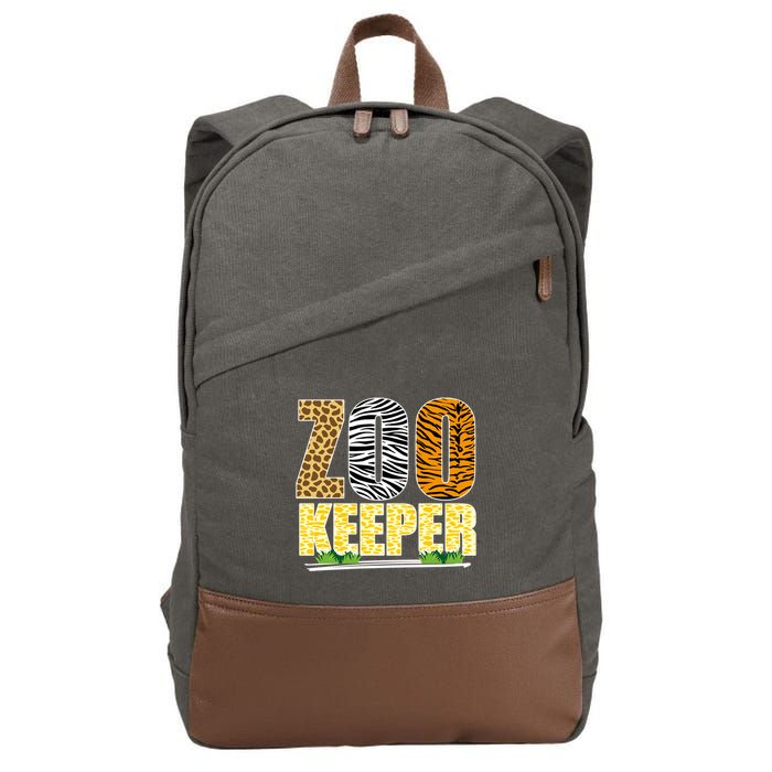 African Animals Zebra Giraffe Zookeeper Zoo Keeper Cotton Canvas Backpack