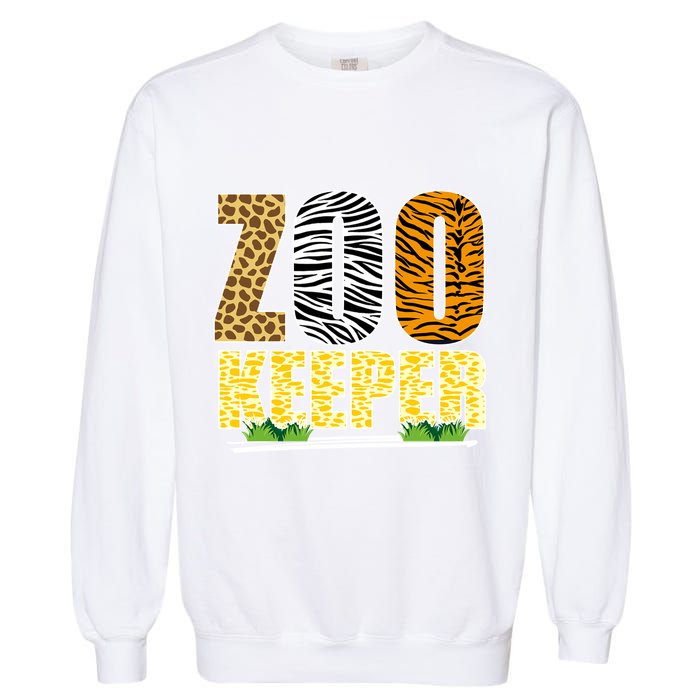 African Animals Zebra Giraffe Zookeeper Zoo Keeper Garment-Dyed Sweatshirt