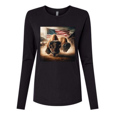 American Buffalo 1 Womens Cotton Relaxed Long Sleeve T-Shirt