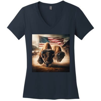 American Buffalo 1 Women's V-Neck T-Shirt