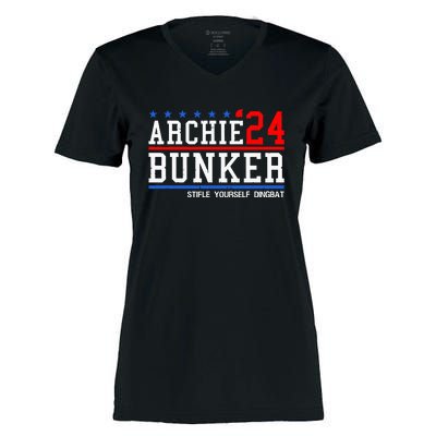 Archie Bunker 24 For President 2024 Women's Momentum V-Neck T-Shirt