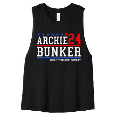 Archie Bunker 24 For President 2024 Women's Racerback Cropped Tank