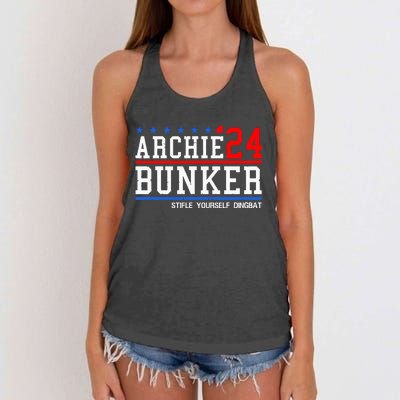 Archie Bunker 24 For President 2024 Women's Knotted Racerback Tank