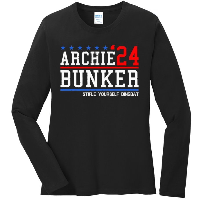 Archie Bunker 24 For President 2024 Ladies Long Sleeve Shirt