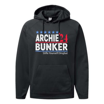 Archie Bunker 24 For President 2024 Performance Fleece Hoodie