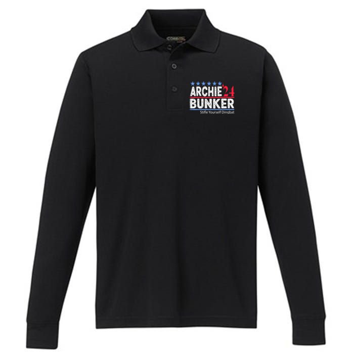 Archie Bunker 24 For President 2024 Performance Long Sleeve Polo