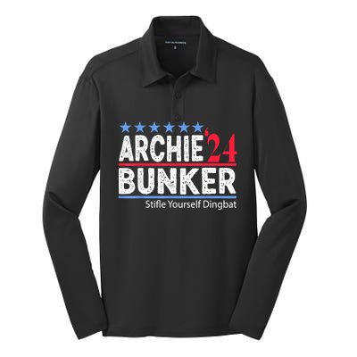 Archie Bunker 24 For President 2024 Silk Touch Performance Long Sleeve Polo