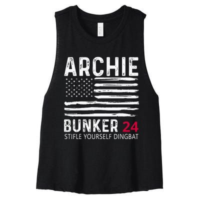 Archie Bunker 24. Stifle Yourself Dingbat Women's Racerback Cropped Tank