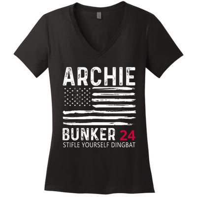 Archie Bunker 24. Stifle Yourself Dingbat Women's V-Neck T-Shirt