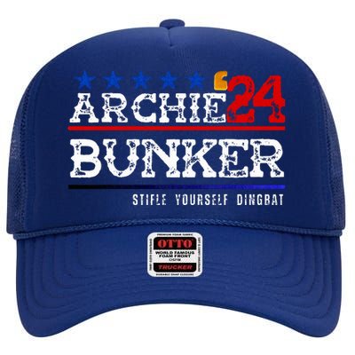 Archie Bunker 24 For President 2024 High Crown Mesh Back Trucker Hat