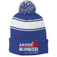 Archie Bunker 24 For President 2024 Stripe Pom Pom Beanie