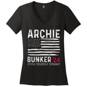 Archie Bunker 24. Stifle Yourself Dingbat Women's V-Neck T-Shirt