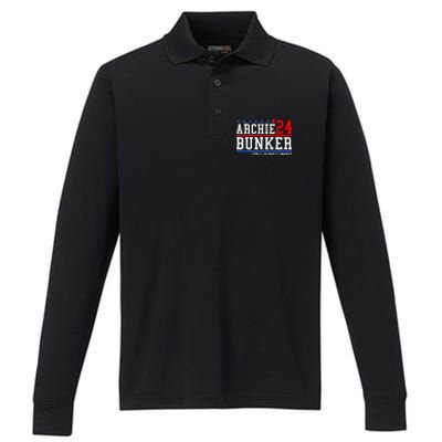 Archie Bunker 24 For President 2024 Performance Long Sleeve Polo