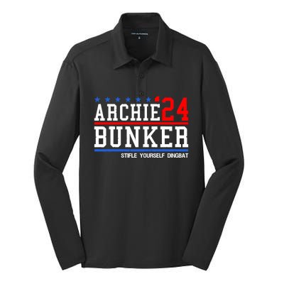 Archie Bunker 24 For President 2024 Silk Touch Performance Long Sleeve Polo