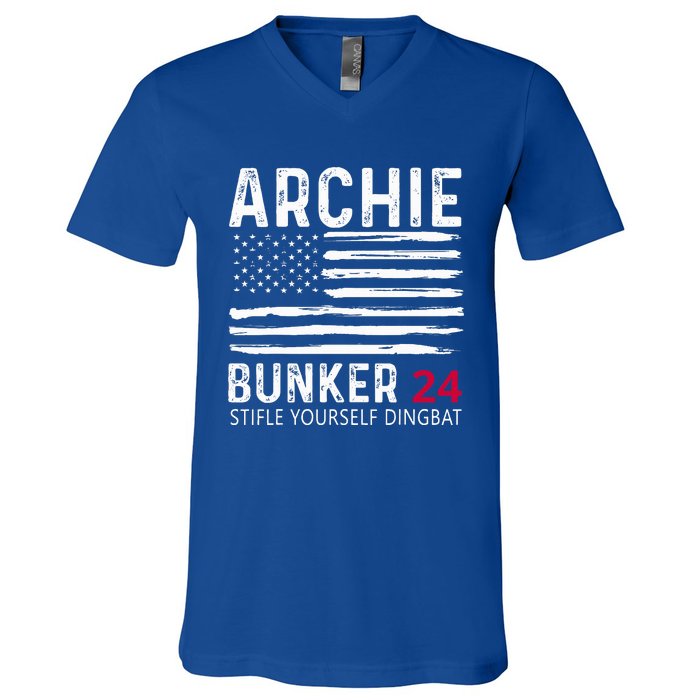 Archie Bunker 24. Stifle Yourself Dingbat V-Neck T-Shirt