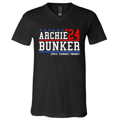 Archie Bunker 24 Stifle Yourself Dingbat V-Neck T-Shirt