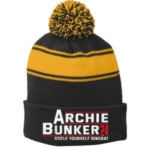 Archie Bunker 24 Stifle Yourself Dingbat Stripe Pom Pom Beanie