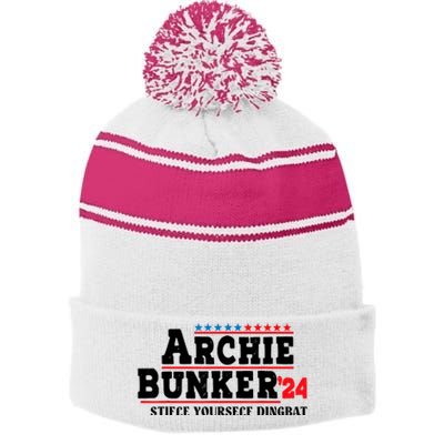 Archie Bunker 24 Stifle Yourself Dingbat Stripe Pom Pom Beanie