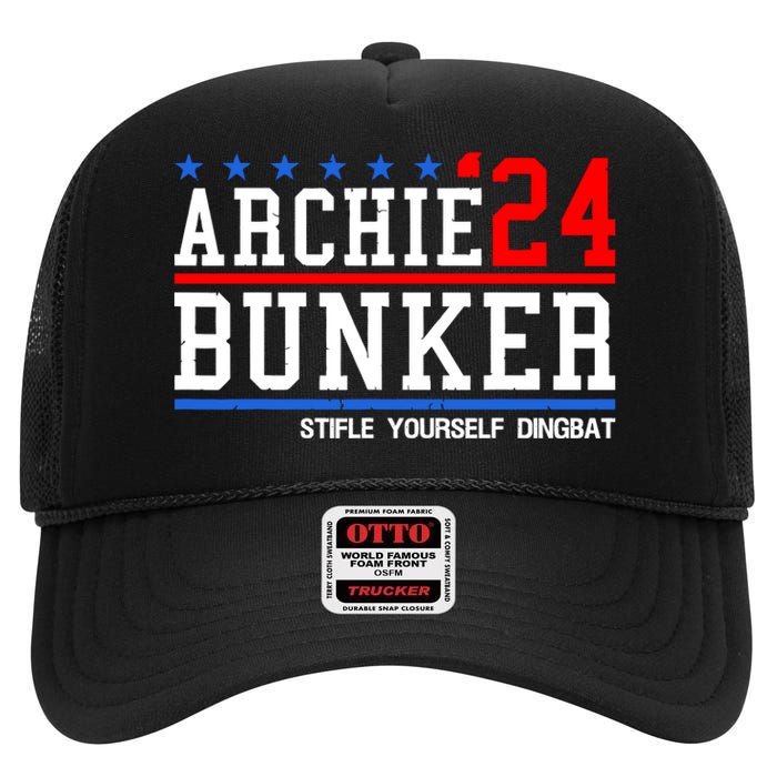 Archie Bunker 24 For President 2024 High Crown Mesh Back Trucker Hat