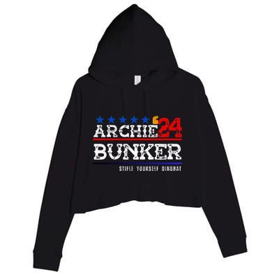 Archie Bunker 24 For President 2024 Crop Fleece Hoodie