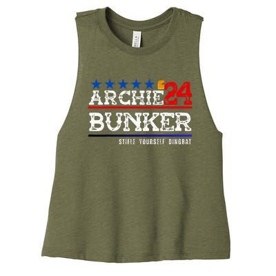 Archie Bunker 24 For President 2024 Women's Racerback Cropped Tank