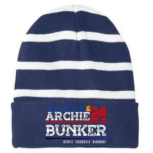 Archie Bunker 24 For President 2024 Striped Beanie with Solid Band