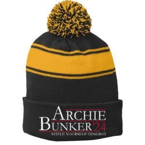 Archie Bunker 24. Stifle Yourself Dingbat Stripe Pom Pom Beanie