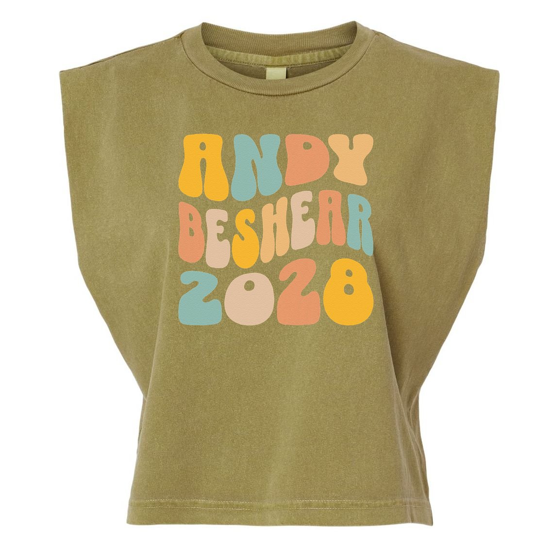 Andy Beshear 2028 For President Resist Wavy Groovy Election Garment-Dyed Women's Muscle Tee