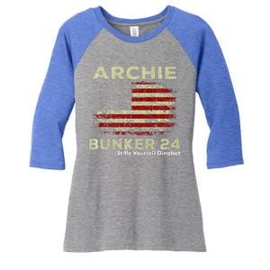 Archie Bunker 24 For President Women's Tri-Blend 3/4-Sleeve Raglan Shirt