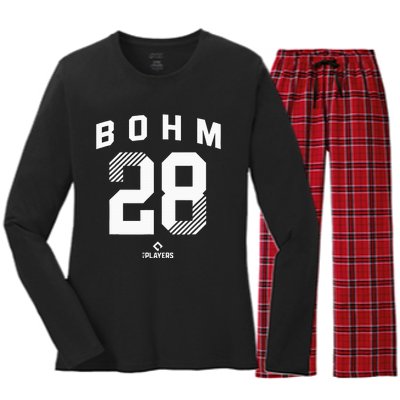 Alec Bohm 28 Philadelphia Pennsylvania Baseball Player Women's Long Sleeve Flannel Pajama Set 