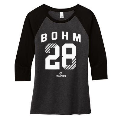 Alec Bohm 28 Philadelphia Pennsylvania Baseball Player Women's Tri-Blend 3/4-Sleeve Raglan Shirt