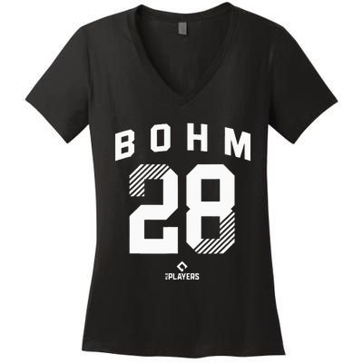 Alec Bohm 28 Philadelphia Pennsylvania Baseball Player Women's V-Neck T-Shirt