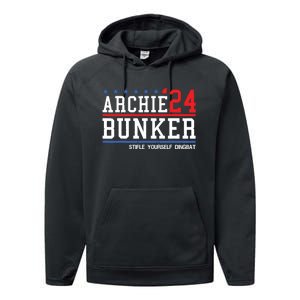 Archie Bunker 24 For President 2024 Performance Fleece Hoodie