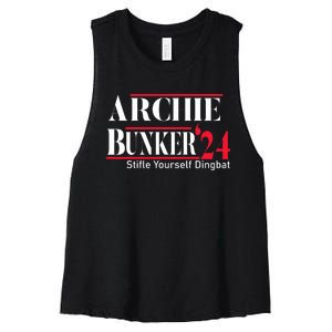 Archie Bunker 24 For President Women's Racerback Cropped Tank