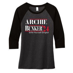 Archie Bunker 24 For President Women's Tri-Blend 3/4-Sleeve Raglan Shirt