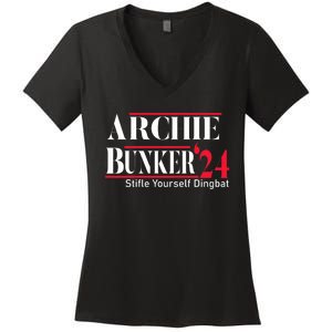 Archie Bunker 24 For President Women's V-Neck T-Shirt