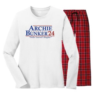 Archie Bunker 24 For President 2024 Women's Long Sleeve Flannel Pajama Set 