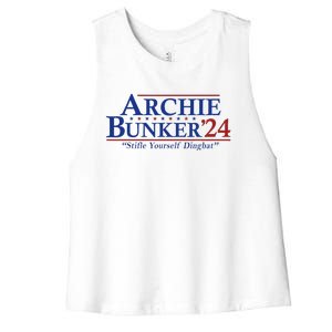 Archie Bunker 24 For President 2024 Women's Racerback Cropped Tank