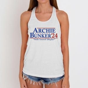 Archie Bunker 24 For President 2024 Women's Knotted Racerback Tank