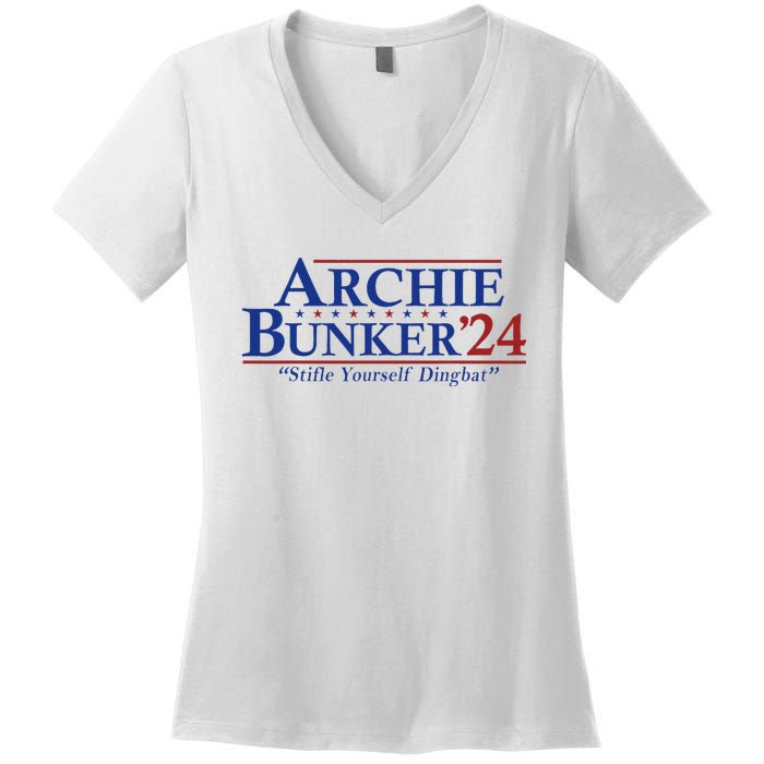 Archie Bunker 24 For President 2024 Women's V-Neck T-Shirt