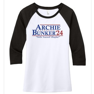 Archie Bunker 24 For President 2024 Women's Tri-Blend 3/4-Sleeve Raglan Shirt