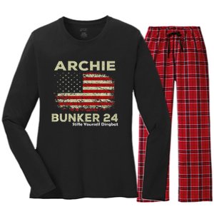 Archie Bunker 24 For President Women's Long Sleeve Flannel Pajama Set 