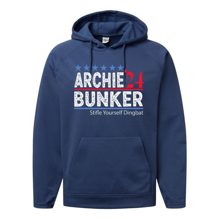 Archie Bunker 24 For President 2024 Performance Fleece Hoodie