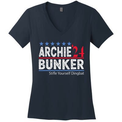 Archie Bunker 24 For President 2024 Women's V-Neck T-Shirt