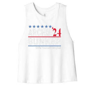 Archie Bunker 24 For President 2024 Women's Racerback Cropped Tank