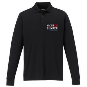 Archie Bunker 24 For President 2024 Performance Long Sleeve Polo