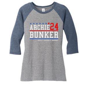 Archie Bunker 24 For President 2024 Women's Tri-Blend 3/4-Sleeve Raglan Shirt